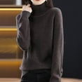 thumbnail image 1 of Enhedi Waistcoat Vest for Women, Turndown Collar Jacket Mock Neck Tops for Women Autumn New Turtleneck Sweater Ladies Loose Large Size Thick Knitted Bottom Shirt Winter Coats for Women Brown, 1 of 4