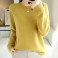 thumbnail image 1 of Enhedi Womens Sweaters, Light Sweaters for Women Long Sleeve Crew Neck Lightweight Soft Knitted Pullover Blouse Yellow, 1 of 5