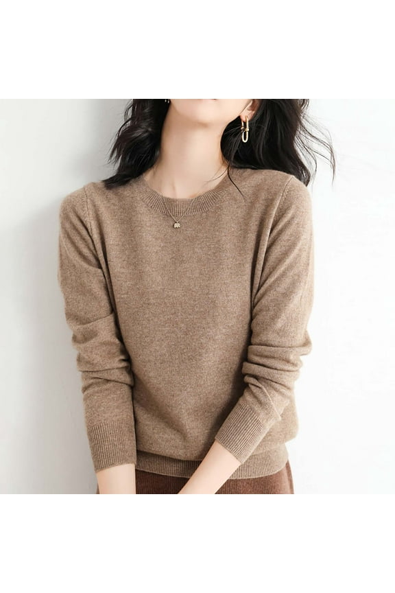 Womens Sweaters, Light Sweaters for Women Long Sleeve Crew Neck Lightweight Soft Knitted Pullover Blouse Yellow