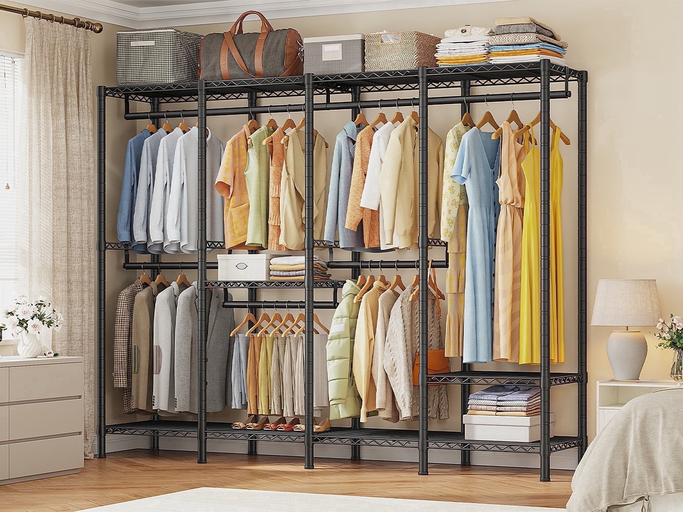 Laundry Rack Game Heavy-Duty Clothes Rack 985 LBS Capacity, Adjustable Wardrobe with ...