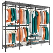 Enhomee Clothes Rack, Clothing Rack 985 LBS Clothing Racks for Hanging Clothes, Heavy Duty Clothes Rack for Bedroom, Metal Garment Rack Freestanding Portable Closet Rack, Black