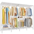 thumbnail image 1 of Enhomee 76"W Heavy Duty Clothes Rack,Metal Garment Rack for Hanging Clothes,Load Capacity 990lbs,Freestanding Portable Closet Rack,White, 1 of 10
