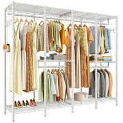Enhomee Clothes Rack Heavy Duty Clothing Racks for Hanging Clothes 900LBS Metal Garment Rack Freestanding Wardrobe Closet Rack, 75" H x 75" W x 15.7" D, Black