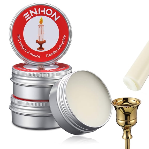 Enhon 4 Pack Candle Adhesive 8oz Taper Candle Stick Glue Candlestick Putty Wax to Hold in Place for Christmas Wedding Holiday Party Table Decor Home Accessories C113
