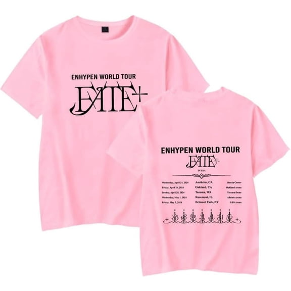 Enhypen Fate Plus World Tour 2024 T-shirt unisex short sleeved round neck fashionable printed top