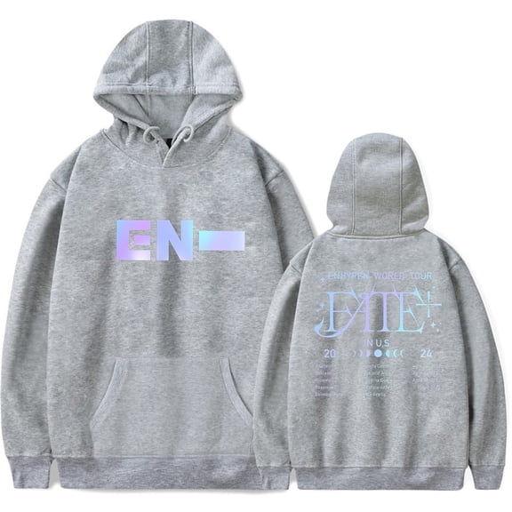 Enhypen Merch Fate Plus World Tour Hoodie Long Sleeve Streetwear Women Men Hooded Sweatshirt Hip Hop Clothes