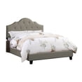 thumbnail image 1 of Eni Upholstered Queen Size Bed, Tufted Adjustable Headboard, Gray Fabric- Saltoro Sherpi, 1 of 5