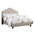 thumbnail image 1 of Eni Upholstered Queen Size Bed, Tufted Adjustable Headboard, Taupe Fabric- Saltoro Sherpi, 1 of 5