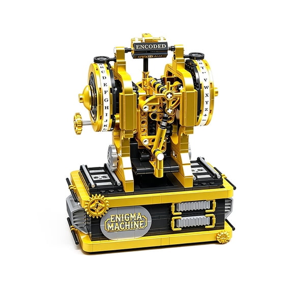 Enigma Style Cipher Machine Building Block Set, 626PCS Vintage Cryptographic Decoder Model with Rotors, Steampunk Mechanical Kit, STEM Desk Decor Gift for Adults Teens