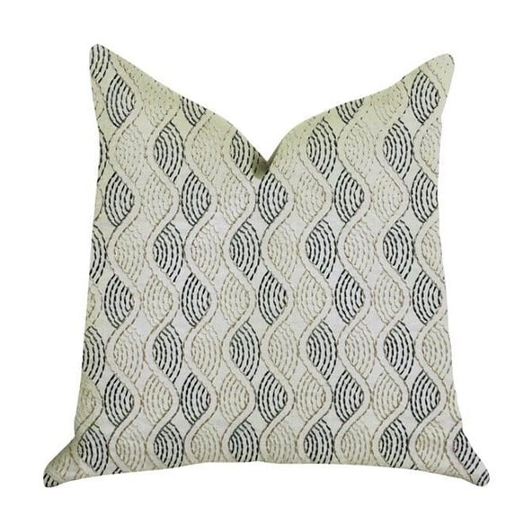 Enigma Twist Luxury Throw Pillow in Blue, Beige Colors, 16 x 16 in.