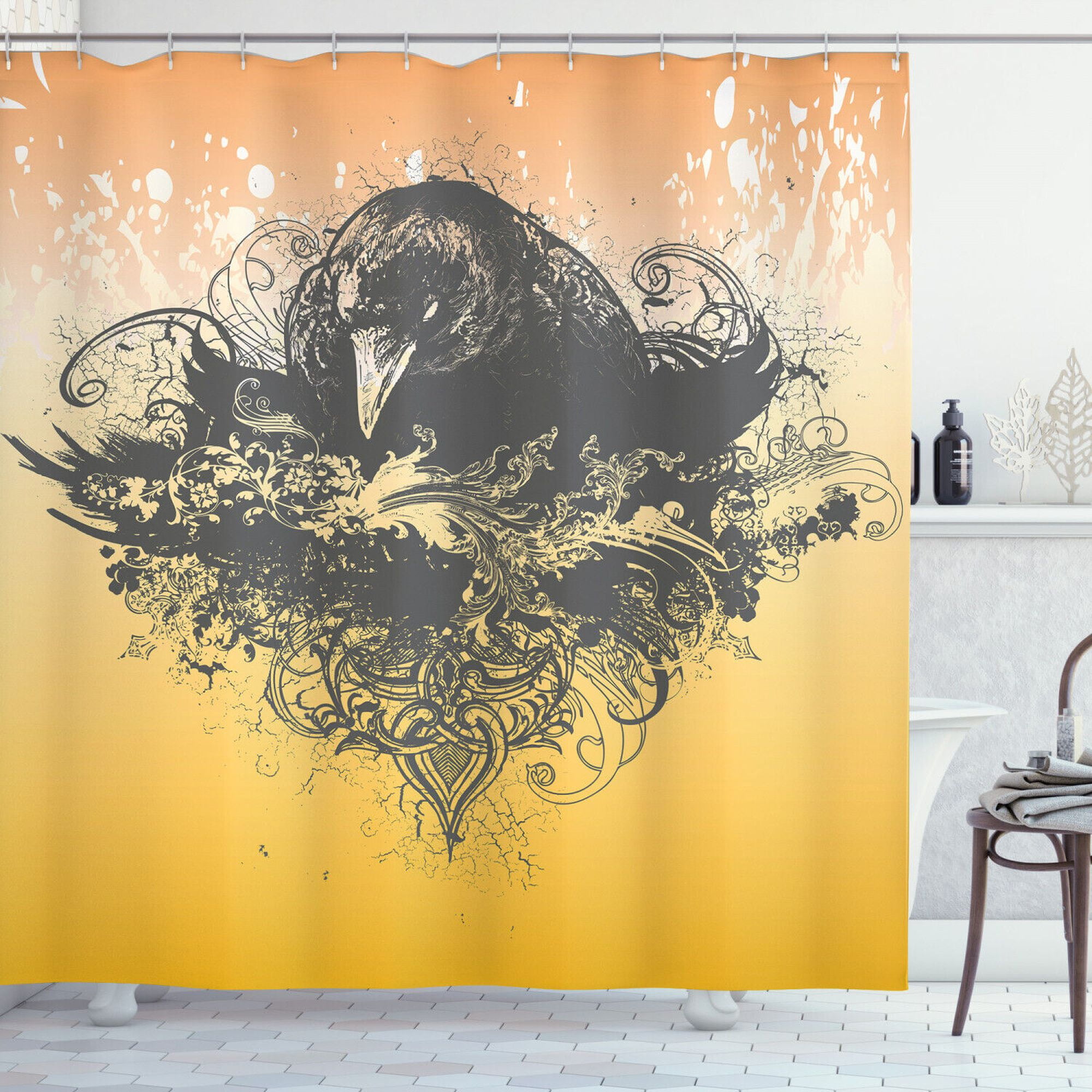 Enigmatic Elegance Captivating Raven and Blossom Shower Curtain
