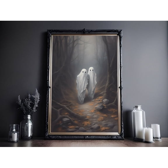 Enigmatic Ghosts Exploring The Forest, Vintage Poster, Dark Academia, Haunting Ghost, Halloween Decor, Dark Academia Room Decor - Best gifts your whole family