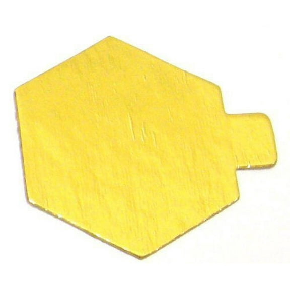 Enjay Gold Hexagon 2-7/8" Mono-Portion Pastry Board with Tab 24 Pieces