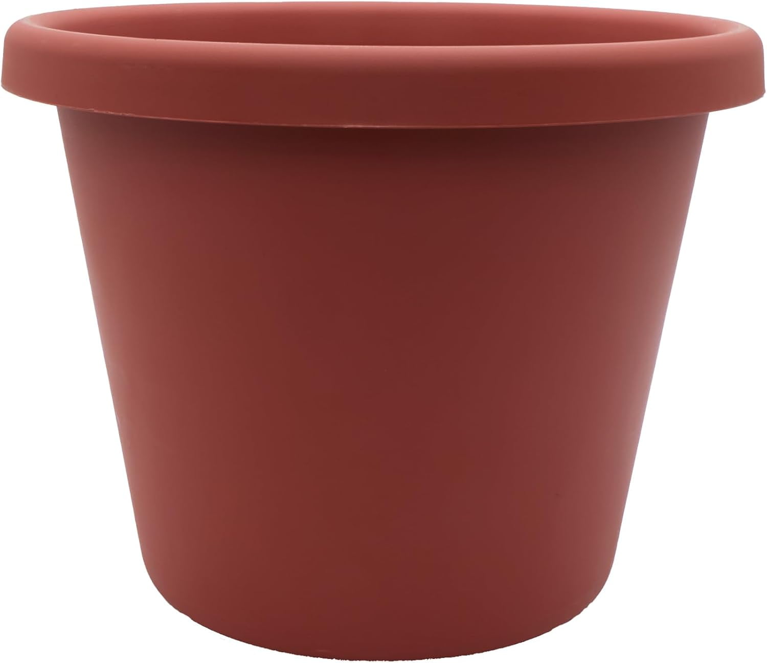 EnjinZZ 24 Inch Round Classic Planter - Large Plastic Plant Pot for Indoor Outdoor Plants Flowers Herbs, Clay Color