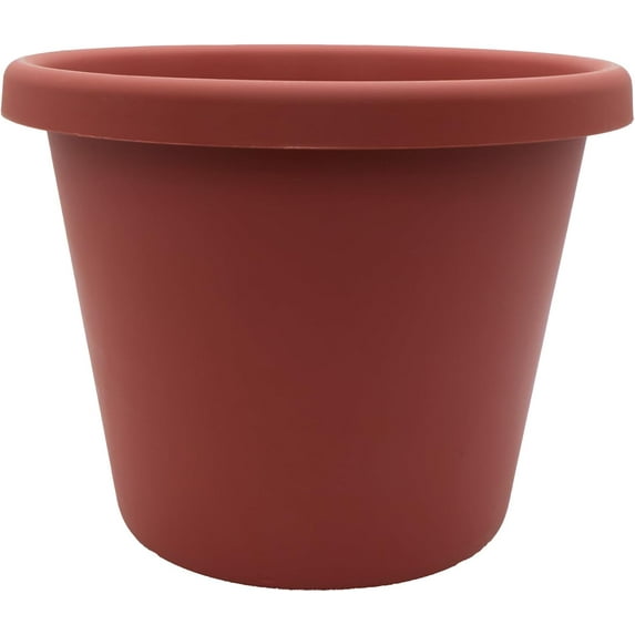 EnjinZZ 24 Inch Round Classic Planter - Large Plastic Plant Pot for Indoor Outdoor Plants Flowers Herbs, Clay Color