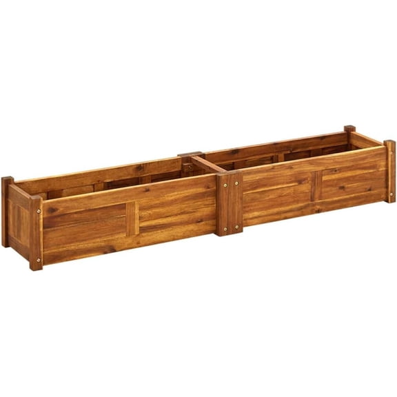 EnjinZZ 5 x 1ft Garden Raised Bed, Solid Acacia Wood Planter Box for Flowers, Vegetables, Herbs - Wooden Elevated Flower Bed for Outdoor/Indoor, Backyard, Patio Use - Natural Brown