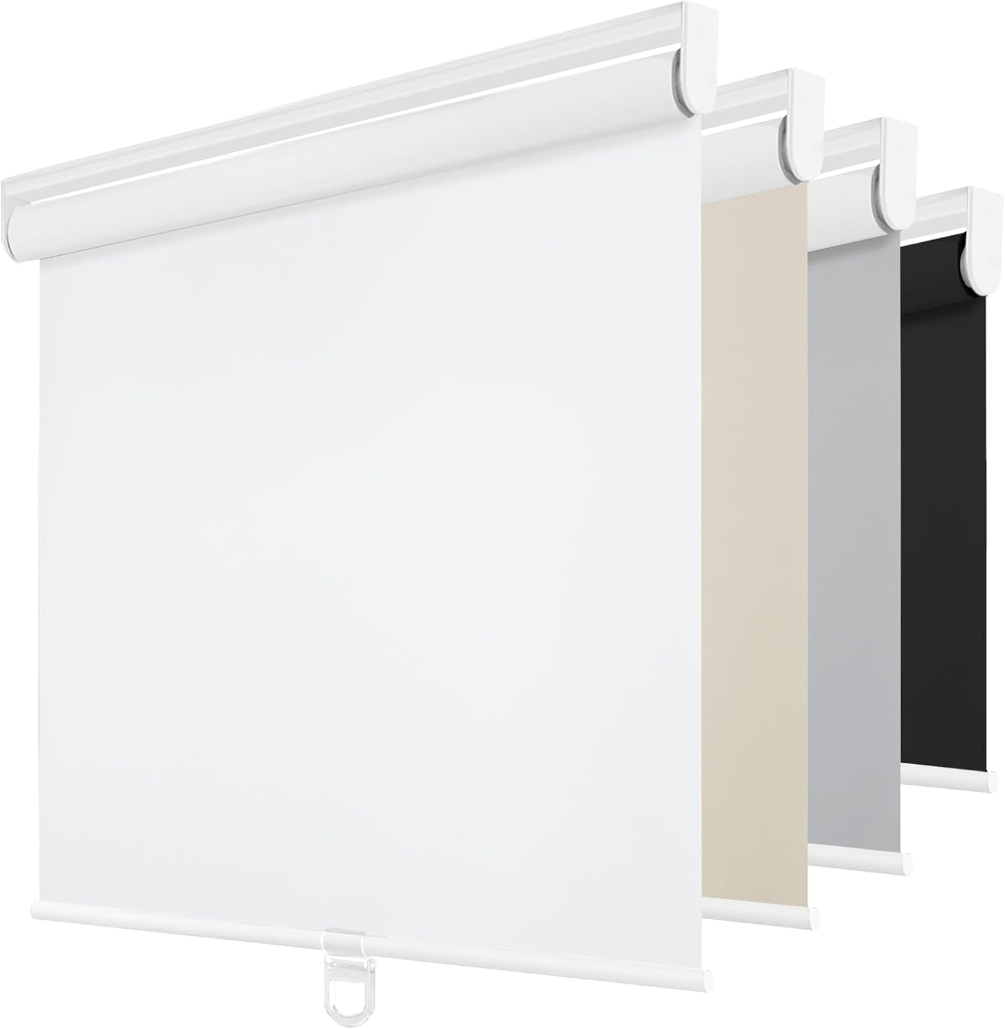 EnjinZZ Cordless Blackout Roller Shades for Windows, Thermal Insulated UV Protection Pull Down Shades, Total Blackout Window Blinds for Home, Office, Bedroom, Door (22" W x 72" H, White)