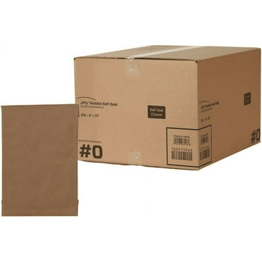 EnjinZZ Jiffy Padded Shipping Mailers, Case of 250, Self Seal Heavy Duty Recycled Cushioned Mailing Envelope, #0-6" x 10", Kraft