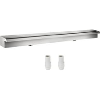 EnjinZZ Pool Fountain Stainless Steel Pool Waterfall Spillway with Pipe Connector Rectangular Garden Outdoor (11.8")