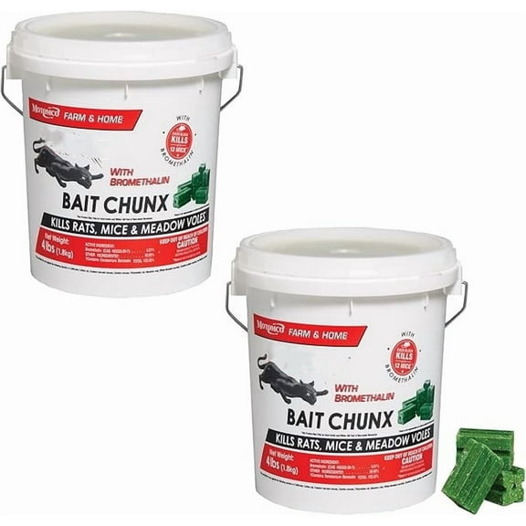 EnjinZZ with Bromethalin Bait Chunx Pail, Rat and Mice Control for Agricultural Use and Professional Applicators, 4 lbs. 2-Pack