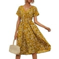 thumbnail image 1 of Enjiwell Women's Floral Print Bohemian V Neck Short Sleeve Chiffon Midi Dress, 1 of 4