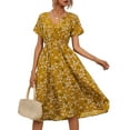 thumbnail image 1 of Enjiwell Women's Floral Print Bohemian V Neck Short Sleeve Chiffon Midi Dress, 1 of 3