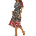 thumbnail image 1 of Enjiwell Women's Holiday Maxi Sundress Floral Print Short Sleeve Bohemian T-Shirt Dress, 1 of 3