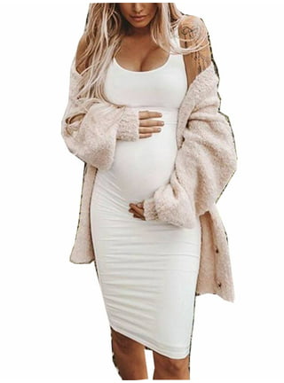 MANIFIQUE Women's Maternity Seamless Shapewear Slip Dress Sleeveless Tank  Dresses Pregnancy Bodycon Dress for Casual Wear