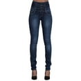 thumbnail image 1 of Enjiwell Women's Solid Color Buttons High Waist Butt Lifting Stretch Skinny Jeans, 1 of 3