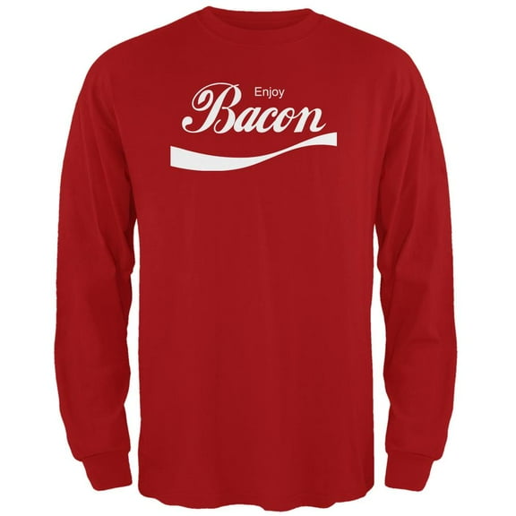 Enjoy Bacon Red Adult Long Sleeve T-Shirt - Medium
