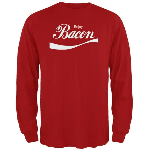 Enjoy Bacon Red Adult Long Sleeve T-Shirt - X-Large