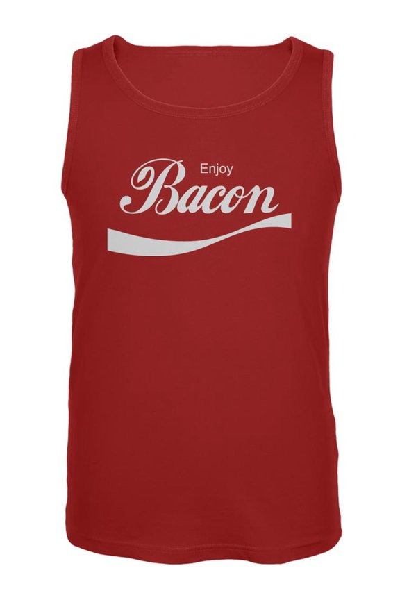 Enjoy Bacon Red Adult Tank Top - Medium