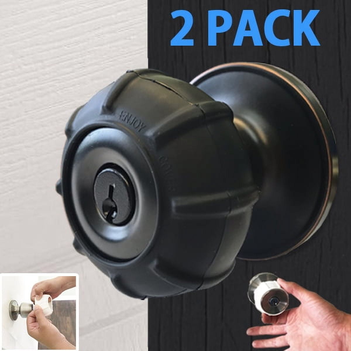 Enjoy Cover Silicone Door Knob Grips, Durable, Black, 2 Piece, 2 Pack ...