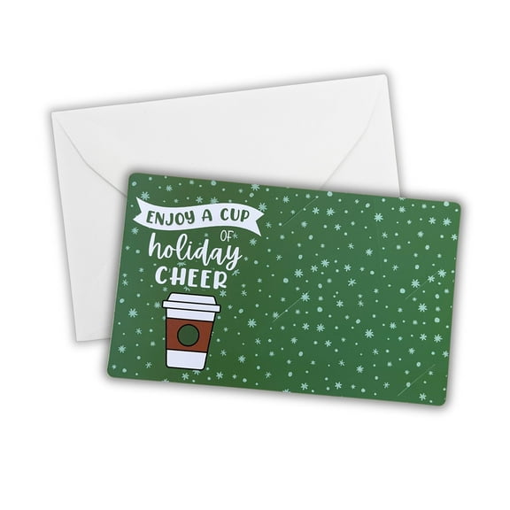 Enjoy A Cup of Holiday Cheer On Me  25 Cards and Envelopes Included Realtor Marketing Coffee Gift Card Clients Christmas Gift Card and Business Card Holder Slot