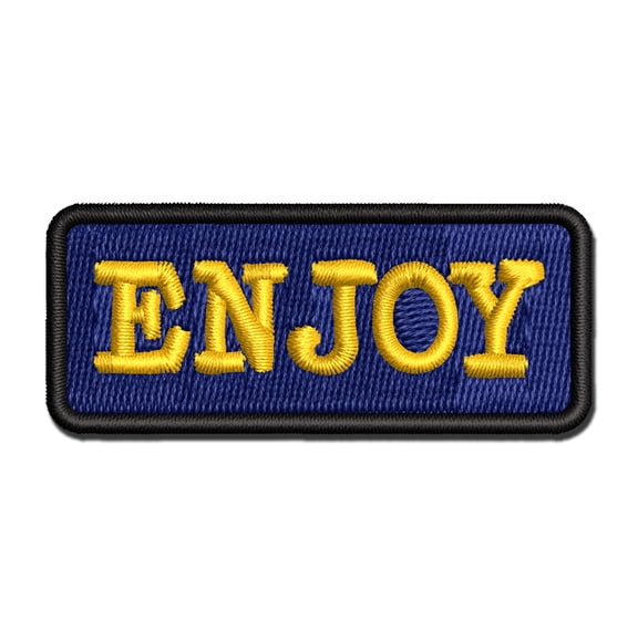 Enjoy Fun Text Applique Multi-Color Embroidered Hook & Loop Patch - 2.5 Inch Small