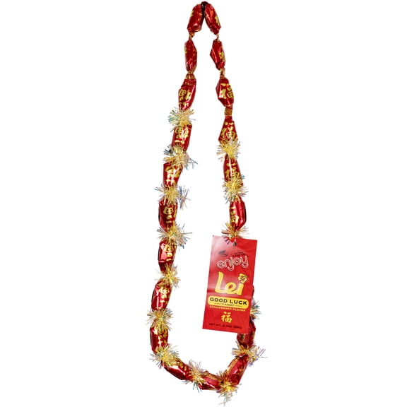 Enjoy Good Luck Strawberry Candy Lei (2.3 oz), Plastic Wrap, Hard Candy, No Allergens