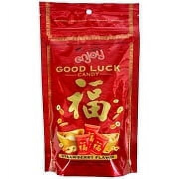 Enjoy Good Luck Candy Strawberry (6 oz), Hard Candy, Resealable Bag, Contains Milk