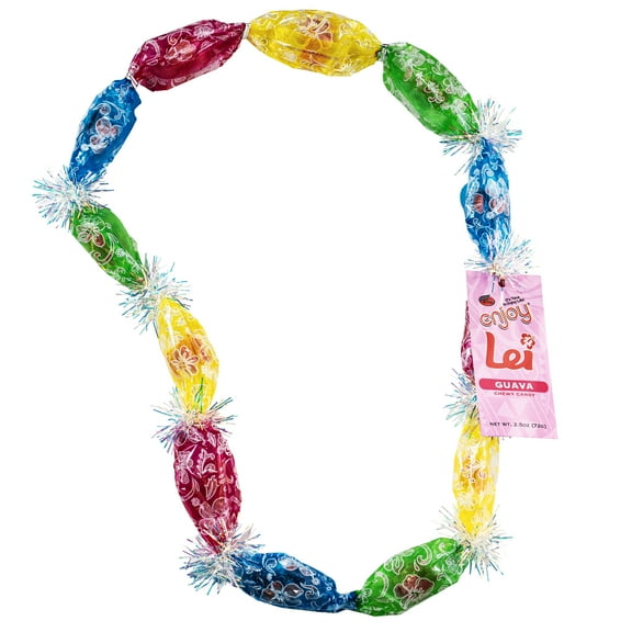 Enjoy Guava Chewy Candy Lei (2.5 oz), Gummy Candy, Plastic Wrapper, Contains Soy