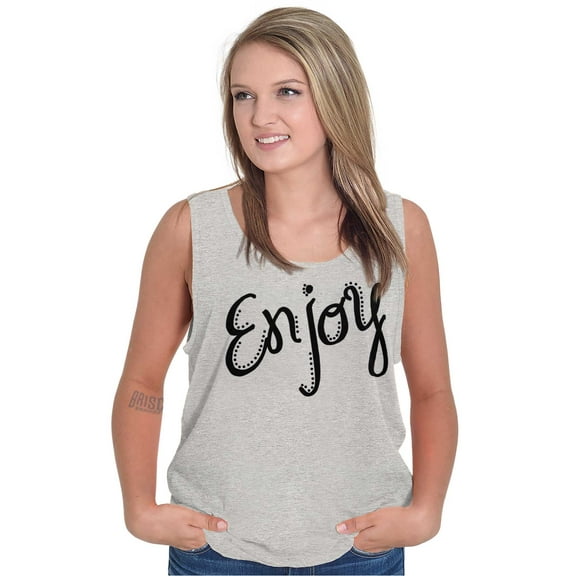 Enjoy Happiness Inspiring Motivate Tank Top Tee Shirt Women Brisco Brands L