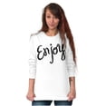 thumbnail image 1 of Enjoy Happiness Inspiring Motivate Women Plus Size Long Sleeve Graphic Tee Brisco Brands 2X, 1 of 5