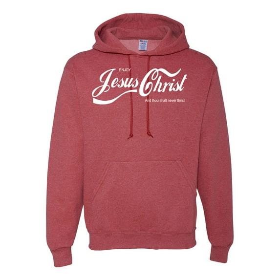 Enjoy Jesus Christ and Thou Shalt Never Thirst Coke Parody | Mens Inspirational/Christian Hooded Sweatshirt Graphic Hoodie, Vintage Heather Red, 3XL