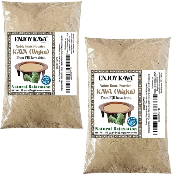 Enjoy Kava - Noble Kava Root Powder (Pack Of 2 x 1 LB) Helps Body Relax to Improve Sleep - Kava (Piper methysticum) Happiness of Kava Kava Drink