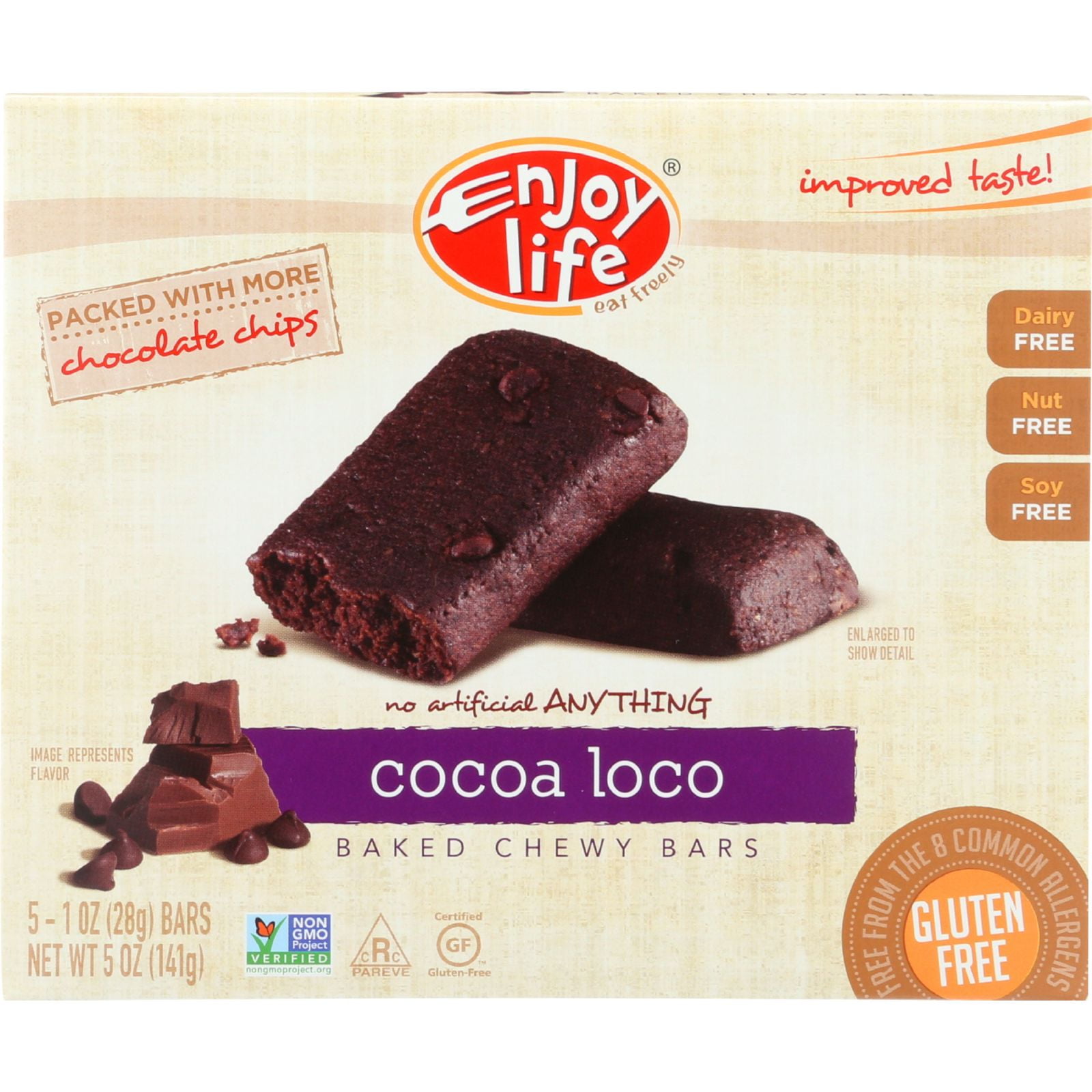 Enjoy Life Cocoa Loco Baked Chewy Bars, 1 oz, 5 count, (Pack of 6)