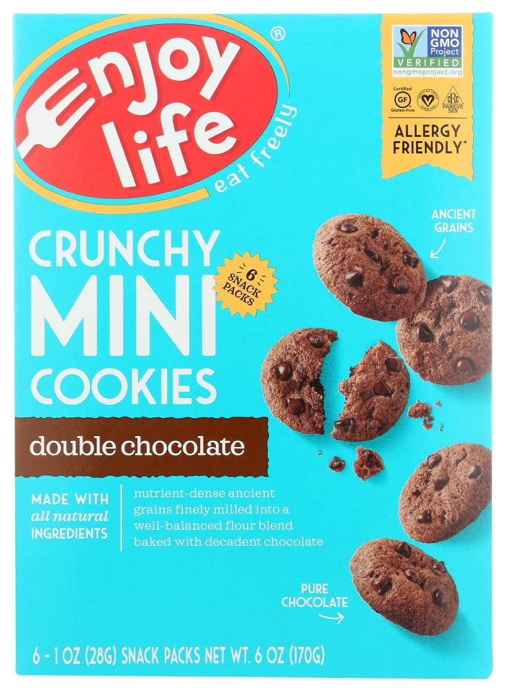 Enjoy Life Crunchy Mini Double Chocolate Cookies, Nut Free Cookies, 6