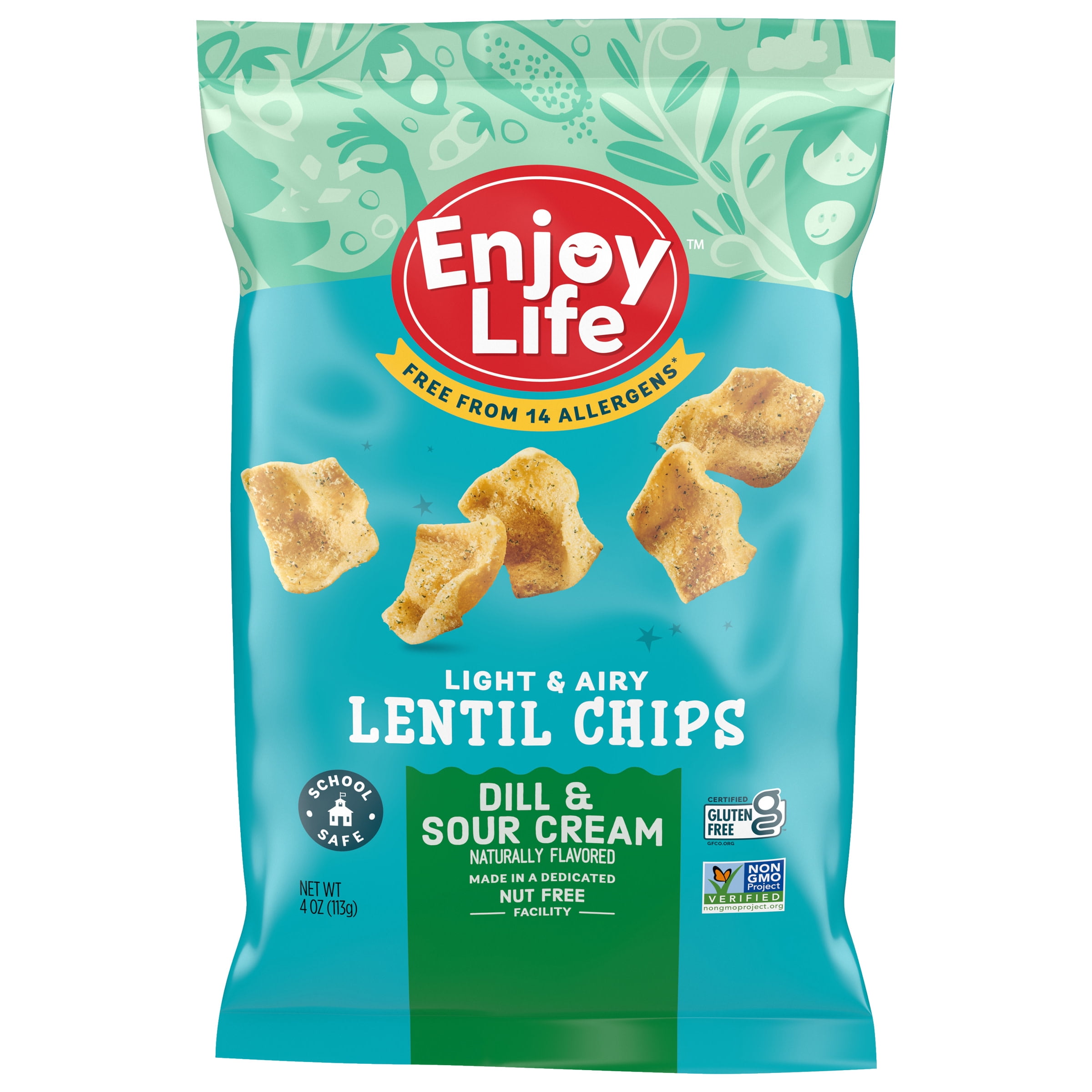 Enjoy Life Dill and Sour Cream Lentil Chips, 4 oz Bag