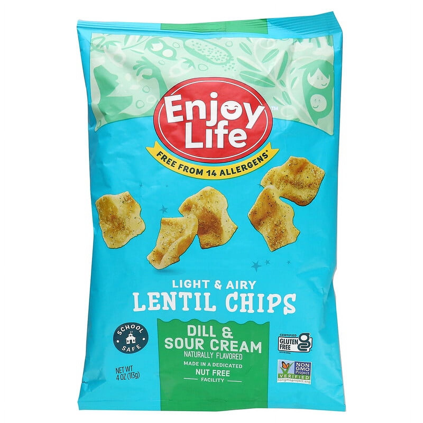 Enjoy Life Light & Airy Lentil Chips Dill & Sour Cream 4 oz Pack of 3