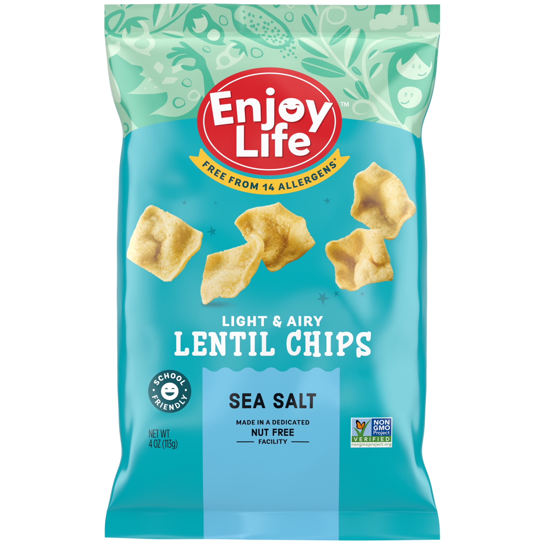 Enjoy Life Allergy Friendly, Gluten Free, Sea Salt Lentil Chips, Dairy Free Chips, 4 oz