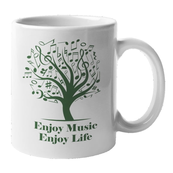 Enjoy Life, Tree of Musical Notes Coffee & Tea Mug for Music Lovers (11oz)