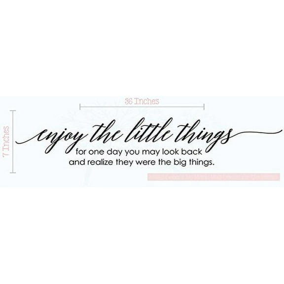 Enjoy Little, One Day Realize Big Things Family Wall Decals Vinyl Stickers Inspirational Nursery Decor Quote, 36 X 7 , Black