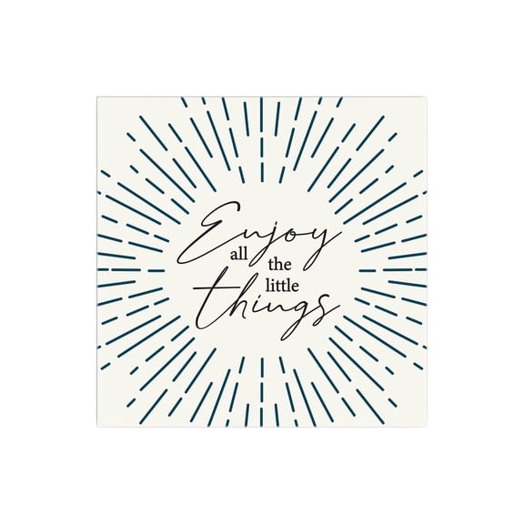 Enjoy Little Things Blue Sunburst 12 x 12 Wood Wall Sign Plaque